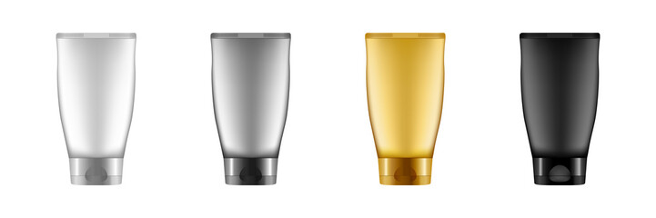 Set of 3d realistic blank black tube with cap isolated on white background