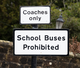 School buses prohibited sign, England, United Kingdom