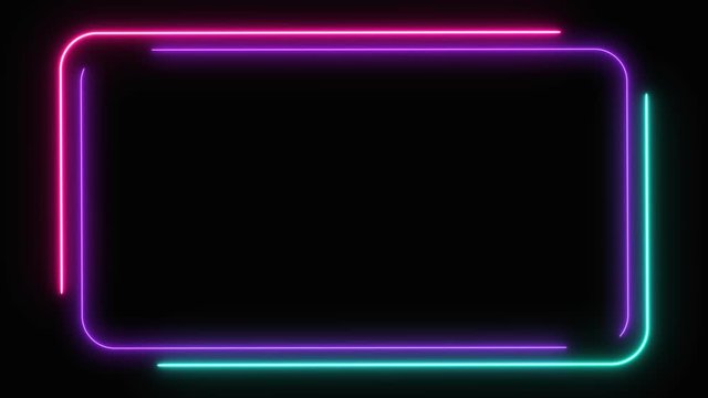 Abstract light neon frame on black background. laser show looped animation. Use for party and product show. 4K video
