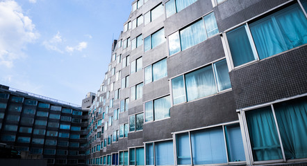 Old Residential Buildings Against Blue Sky