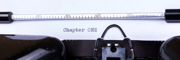 Chapter one - written on an old typewriter. Panoramic image