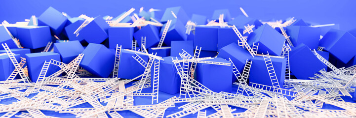 Random infinite ladders on a plane, original 3d rendering