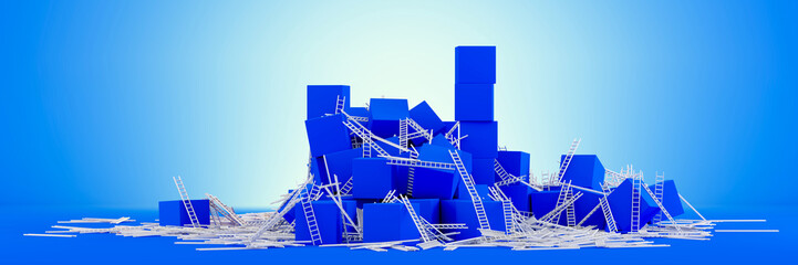 Random infinite ladders on a plane, original 3d rendering