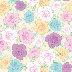 Vector colorful roses seamless pattern