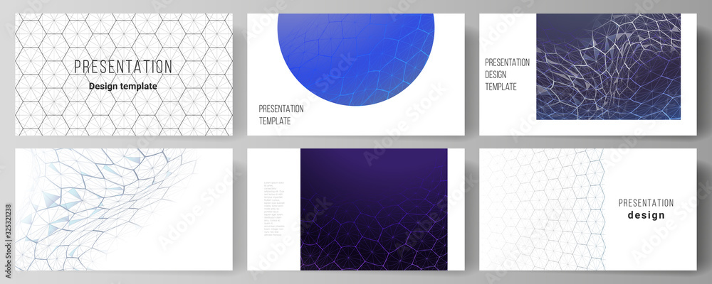 Poster vector layout of the presentation slides design business templates. digital technology and big data 