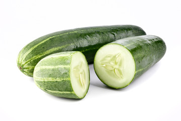 Fresh cucumber, chopped cucumber, salad ingredient,isolated on white background