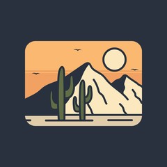 simple logo badge desert design, for t-shirt prints, patches, emblems, posters, badges and labels and other uses