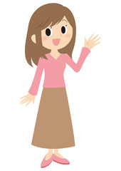 手を振る女性