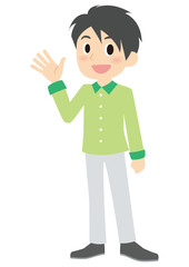 手を振る男性