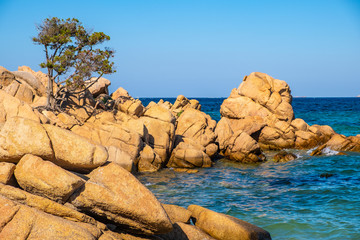 Panoramic view of the - Emerald Cost - seaside in Capriccioli beach tourist destination and resort...