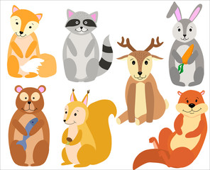 children's vector illustration of cute forest animals
