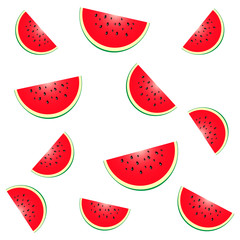 Magnificent light background with slices of tasty watermelons