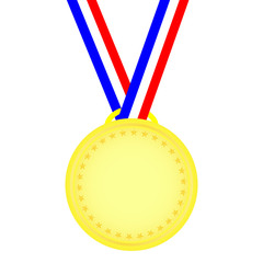Beautiful design of a gold medal on a white background