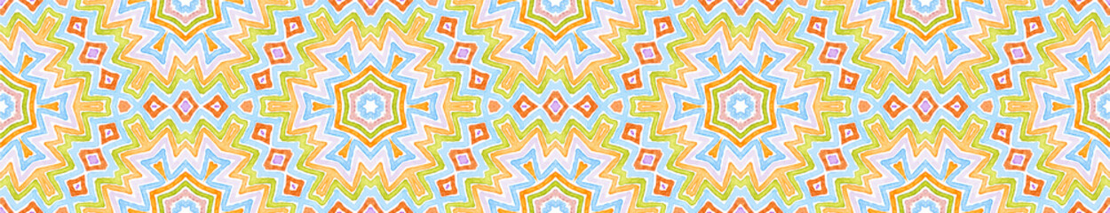 Colorful Seamless Border Scroll. Geometric Waterco