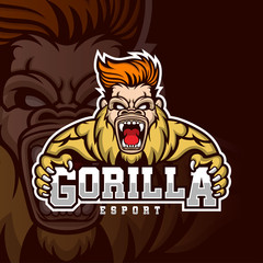 Gorilla Mascot Esport gaming logo