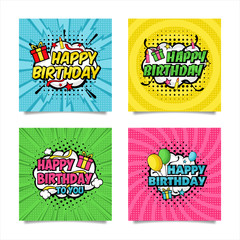 Happy Birthday Pop art style collection