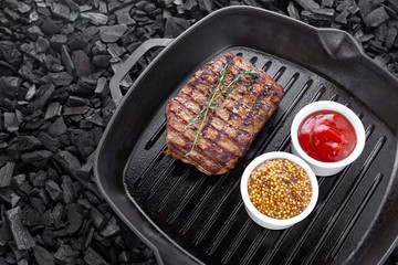 Beef steak with spices.