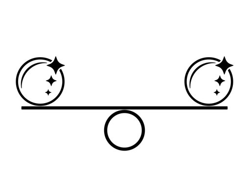 gz742 GrafikZeichnung - german: Ausgeglichen, Sphäre, Bälle, Gerechtigkeit, Gleichgewicht, Waage Symbol - english: balanced, spheres, balls, scales, balance icon. - frame, border, simple - xxl g9093