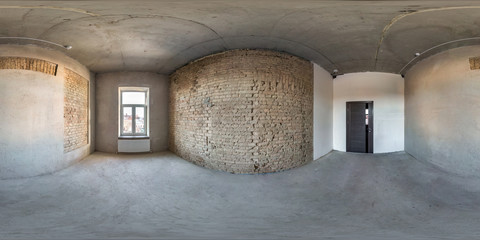 Empty room without repair. full seamless spherical hdri panorama 360 degrees in interior of gray...