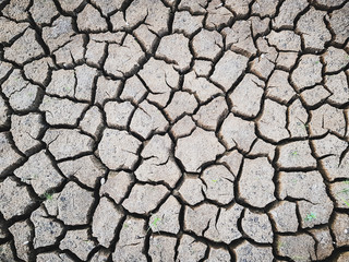Details of a dried cracked earth soil ground background.