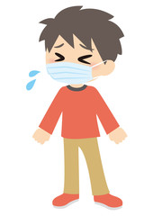 マスクをする男の子