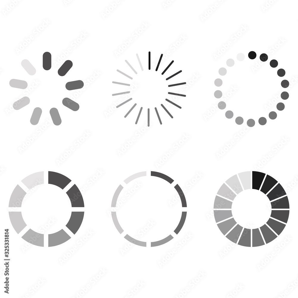 Poster vector loading icons set on whitge background.