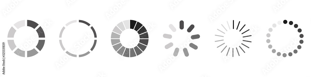 Poster vector loading icons set on whitge background.