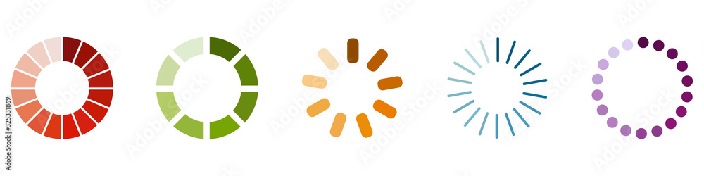 Poster vector color loading icons set on whitge background.