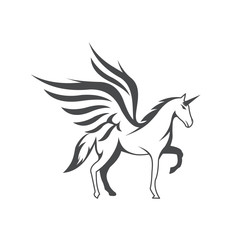 Obraz na płótnie Canvas horse unicorn pegasus mythology mammal wings icon mascot silhouette stallion equine logo vector illustration