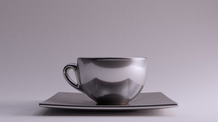 Silver Coffee Cup an Saucer Cappuccino Tea	