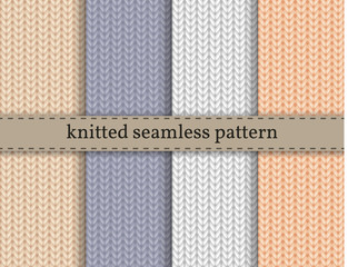 Set knit texture. Collection knitted background. Seamless pattern. Endless knit texture. Design for background, site, banner, wrapping paper, web page backdrop, wallpaper, winter design, surface 