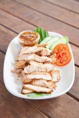 Sliced roast pork with Thai style spicy sauce