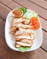 Sliced roast pork with Thai style spicy sauce