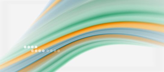 Wave lines abstract background, smooth silk design with rainbow style colors. Liquid fluid color waves. Vector Illustration