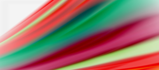 Wave lines abstract background, smooth silk design with rainbow style colors. Liquid fluid color waves. Vector Illustration