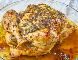 baked chicken homemade with greens