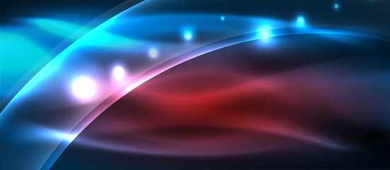 Abstract background. Shiny design neon waves with light effects, techno trendy design. Vector Illustration For Wallpaper, Banner, Background, Card, Book Illustration, landing page