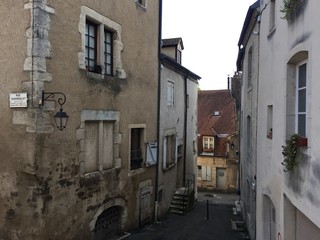 Traditional buildings and streets in Dole's old town, France