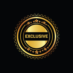 gold color sticker in word exclusive on black background