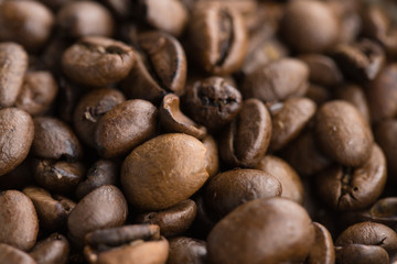 Close-up of coffee beans ready to grind