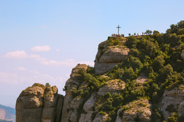 Cross of Saint Michael near Santa Maria de Montserrat Monastery in Spain