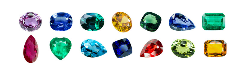 Bright gems isolated on a white background