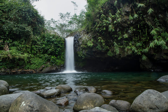 curug bayan or bayan waterfall at Batu Rade, Purwokerto, Central Java, indonesia