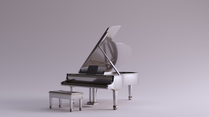 Silver Grand Piano 3d illustration 3d render	