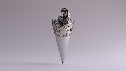 Silver Gourmet Ice Cream Front View 3d illustration 3d render	