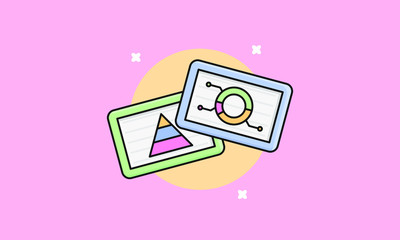 Data Board Business Chart Presentation Vector Icon. Cartoon Vector Flat Illustration. Flat Style Suitable for Web Landing Page, Banner, Flyer, Sticker, Wallpaper, Background