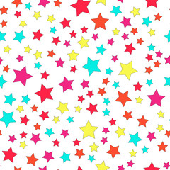 seamless background with colorful stars on white background