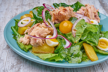 chicken kidney warm salad with greens and avocado