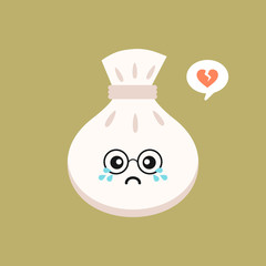 Chinese dim sum cute kawaii vector characters. Asian dish with smiling face. Eastern traditional cuisine. Dumpling with spices. Funny emoji, emoticon. Isolated cartoon color illustration