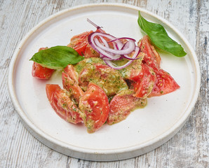 panzanella tomato salad with crumbles